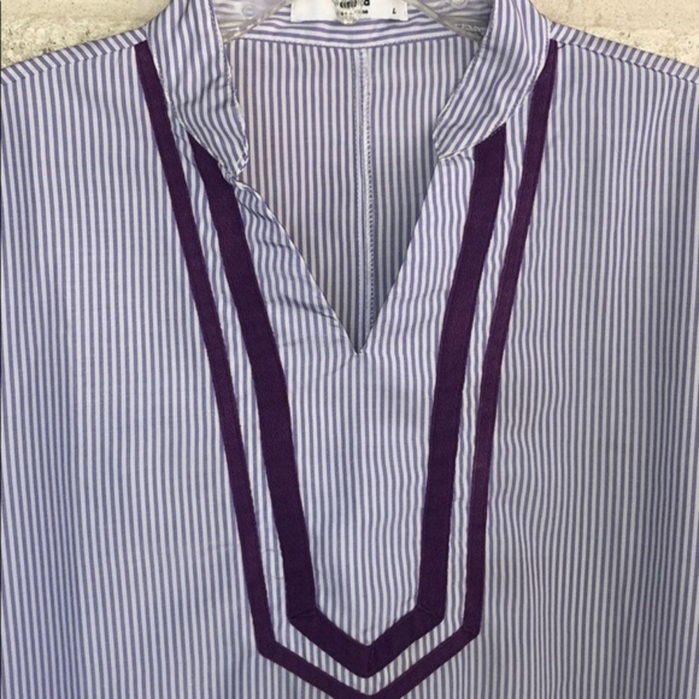 Poseca Housedress Purple Stripe Nap Dress L - image 6